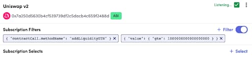 Utilizing Blocknative to monitor the Uniswap ETH liquidity