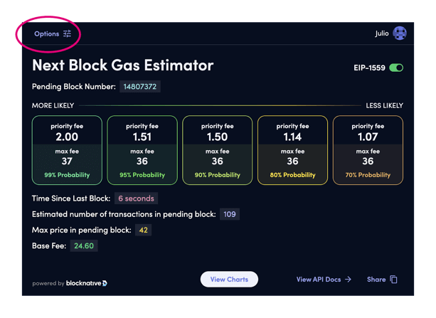 gas estimator extension options