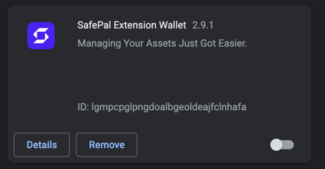 safepal disabled web3 wallet in browser