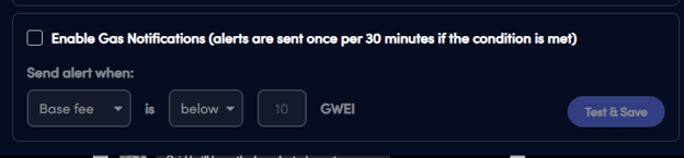 set up notifications on gas estimator extension