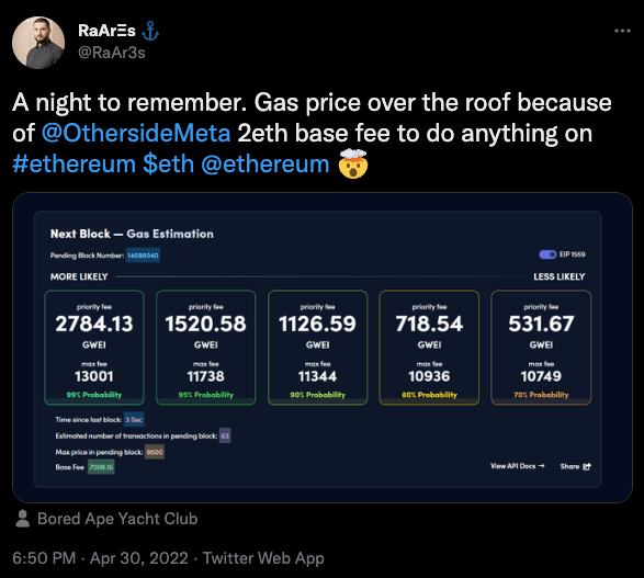 otherside drop gas price surge tweet